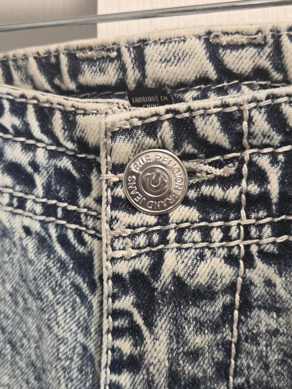True Religion Acid Wash Strap Zip Cargo Baggy Jeans - Size 34 - 90s Style